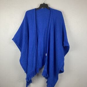 Boyne Valley Weavers Shawl Womens One Size Blue Fringe Alpaca Wool Blend Ireland